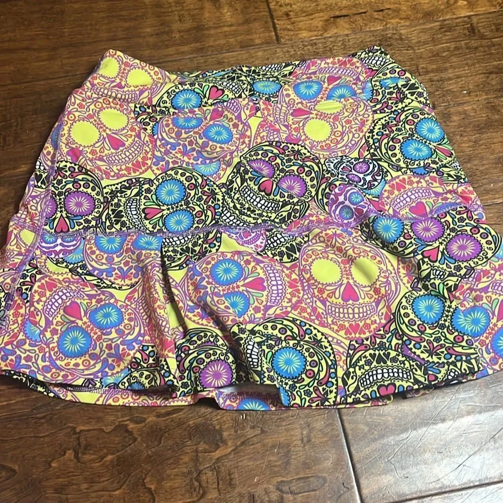 Dona Jo Sugar Skull Esqueleto Athletic Tennis Golf Skort, size 28